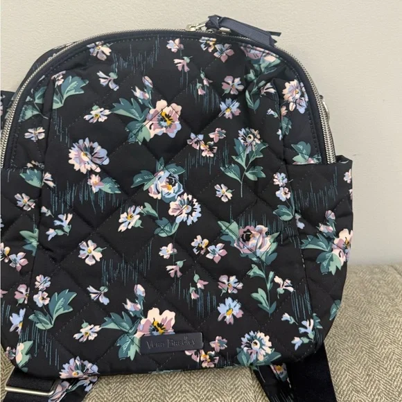 Vera Bradley Convertible Small Backpack/handbag Navy Garden - Picture 3 of 5